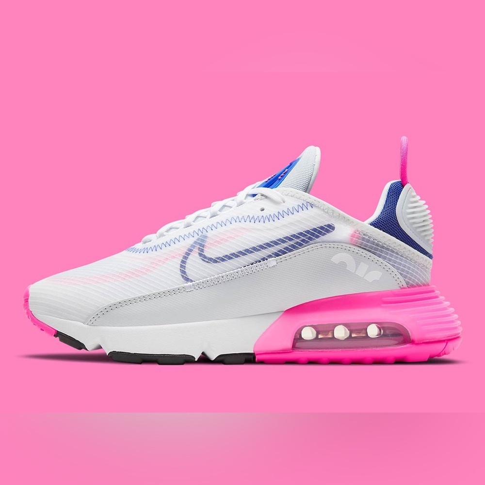 Worn Nike Air Max 2090 White and Pink Shoes size 7.5